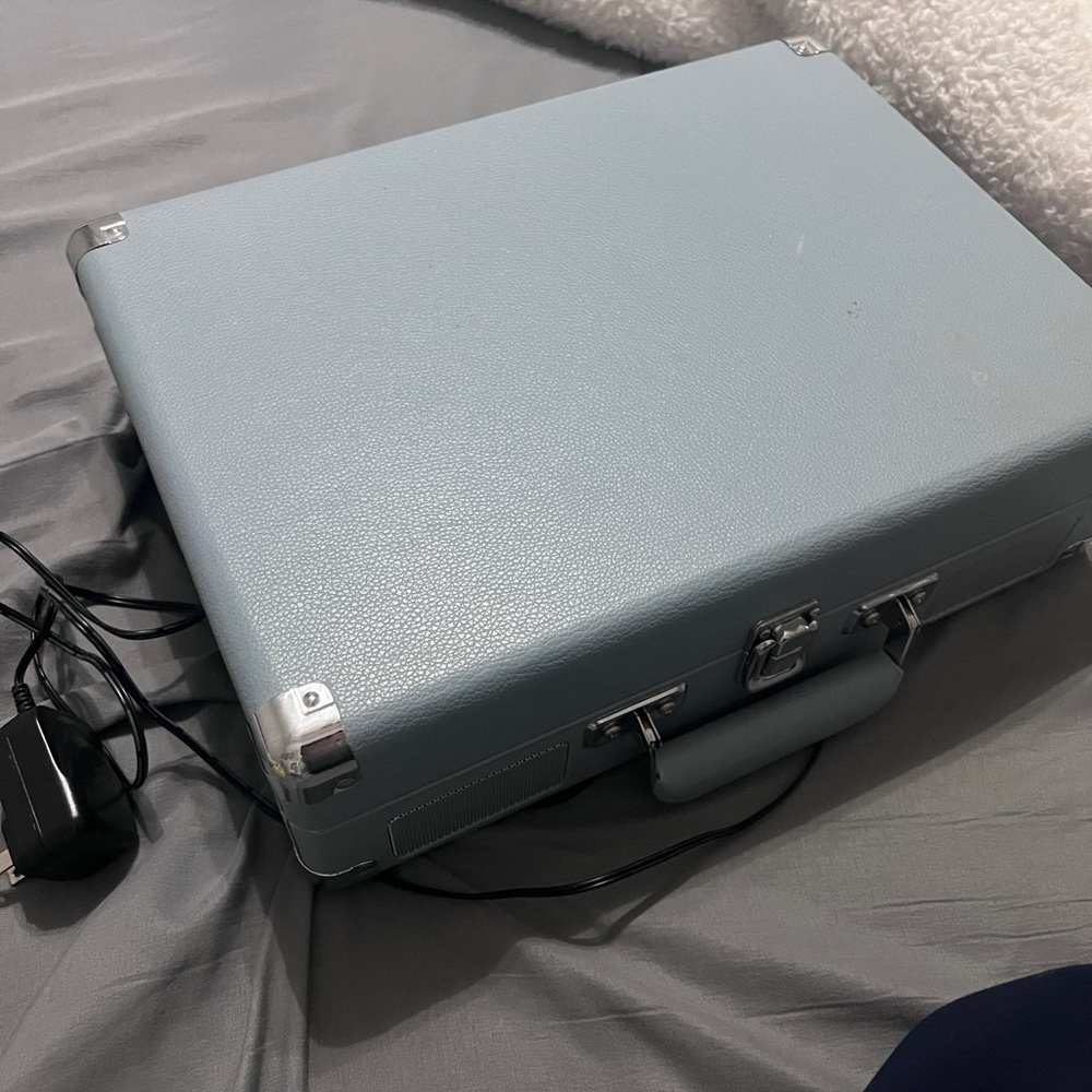 pale blue crosley record player